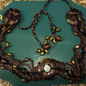 Elegant Brown Beaded Belt